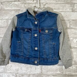 Levi’s Kids Denim and Gray hooded jean Jacket size 24 months